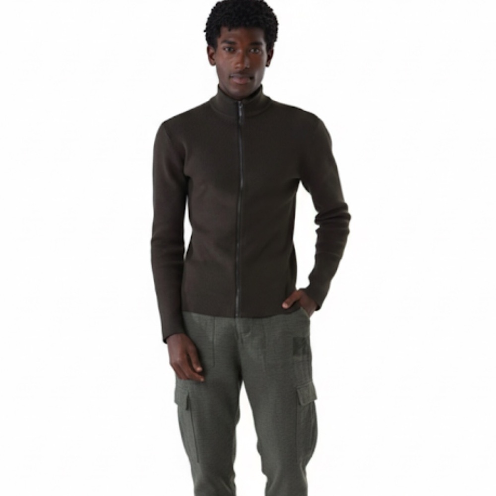 NWT! Osklen Men’s Olive Green Knit Sweater With Full Zipper Size Small